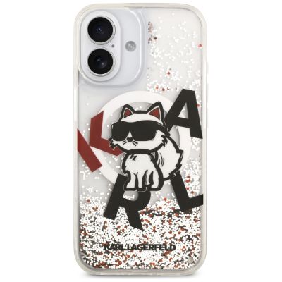 3. Etui Karl Lagerfeld Liquid Glitter Choupette Logo MagSafe na iPhone 17 - przezroczyste