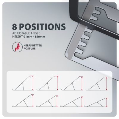 5. Axagon STND-LAG Laptop-Ständer, höhenverstellbar, faltbar, Aluminium Podstawka pod notebooka i tablet Szary 43,9 cm (17.3")