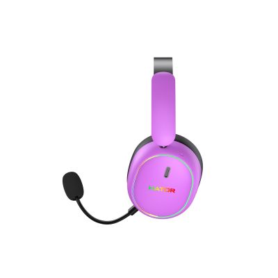 5. HATOR Phoenix 2 Wireless Zestaw słuchawkowy Przewodowy i Bezprzewodowy Opaska na głowę Gaming USB Type-C / USB Type-A Bluetooth Fioletowy