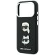 6. Etui Karl Lagerfeld Saffiano with Karl & Choupette Heads Pins & Logo na iPhone 18 Pro / 17 Pro - czarne