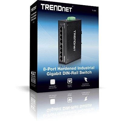 5. Przełącznik Trendnet TI-G80 niezarządzalny - 8 x 100/1000/10000 - do montażu na szynie DIN, do montażu na ścianie - DC (TI-G80)