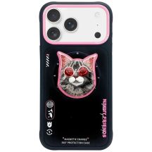 Etui Nimmy Glasses Cool Cat MagSafe do iPhone 17 Pro - czarno- różowe
