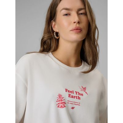 4. T-shirt regular z nadrukiem damski 4F 4FRSS26TTSHF3704-11S