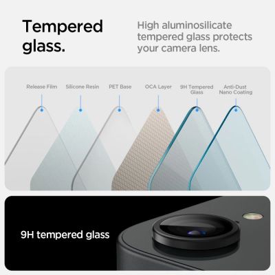 11. Osłona aparatu Spigen Optik Pro GLAS.TR "Ez Fit" 2-pack na iPhone 16e / 17e - czarna