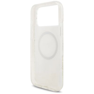 7. Etui Guess IML Flowers Electro Pearl Strap MagSafe na iPhone 17 Pro Max - białe