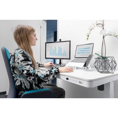 13. Digitus Biurko z elektryczną regulacją wysokości oraz stacją ładowania USB i szufladą
