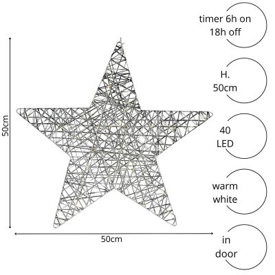 5. GWIAZDA DEKORACYJNA 40LED SILVER 50CM LUCA