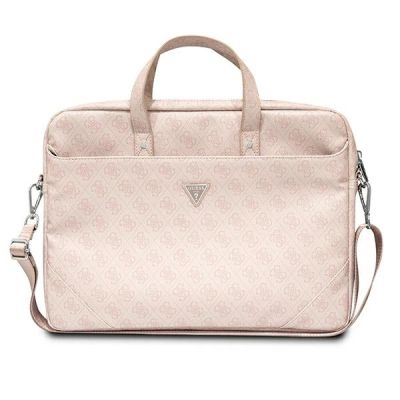 Torba Guess Saffiano 4G Triangle Logo na laptopa 16'' - różowa