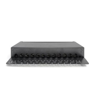 4. Digitus Panel krosowy desktop 12x RJ45, LSA poziom, kat.6A, ekranowany, czarny, prowadnica kabli