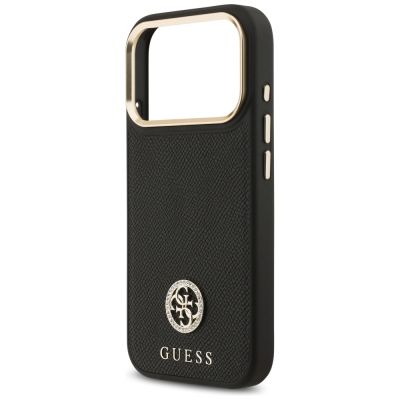 6. Etui Guess Grained Strass Logo MagSafe na iPhone 17 Pro - czarne