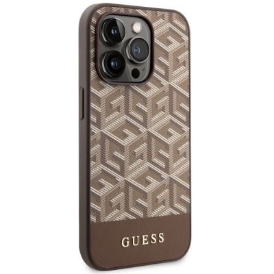 4. Etui Guess GCube Stripes MagSafe na iPhone 14 Pro Max - brązowe