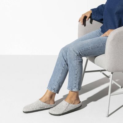 4. Kapcie męskie/damskie Birkenstock Zermatt Cozy Home Light Gray z wełnianego filcu regular szerokie (1015080)