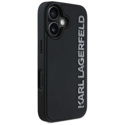 4. Etui Karl Lagerfeld HC 3D Rubber Elongated Glitter na iPhone 16 - czarne
