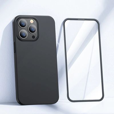 2. Joyroom 360 Full Case etui pokrowiec do iPhone 13 Pro obudowa na tył i przód + szkło hartowane czarny (JR-BP935 black)