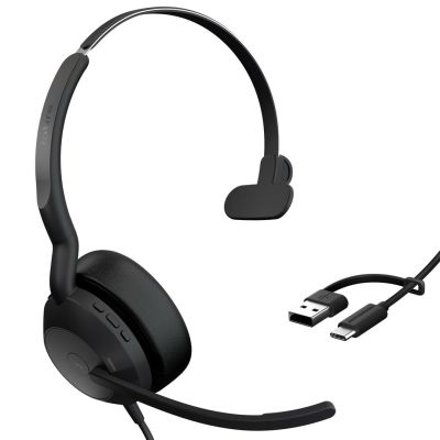 3. Jabra Evolve2 50 Zestaw słuchawkowy Przewodowa Opaska na głowę Biuro/centrum telefoniczne USB Type-C / USB Type-A Bluetooth Czarny