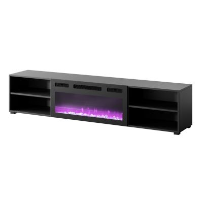 2. Szafka RTV POLO 180x33x39 czarny + kominek czarny