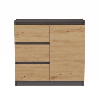 4. KOMODA 1 DRZWI 3 SZUFLADY ANTRACYT/ARTISAN KOMPLET