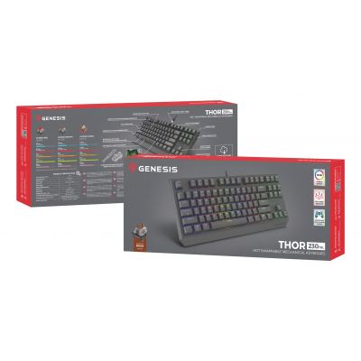 16. GENESIS Thor 230 TKL klawiatura Gaming USB QWERTY US English Czarny