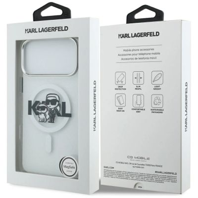 8. Etui Karl Lagerfeld IML Glitter Karl & Choupette Sketch Logo MagSafe do iPhone 17 Pro Max - przezroczyste