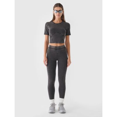 3. Crop top slim gładki damski 4F 4FRAW24TTSHF2581-20S