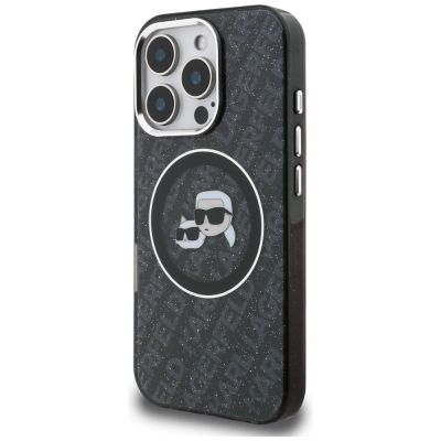 2. Etui Karl Lagerfeld IML Glitter Karl & Choupette Heads Logo MagSafe na iPhone 16 Pro Max - czarne