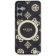 3. Etui Guess 4G Background Gold Electroplated Peony Pattern MagSafe do Samsung Galaxy S25 czarny