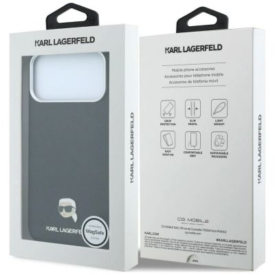 8. Etui Karl Lagerfeld Grained Karl Head Metal MagSafe na iPhone 18 Pro Max / 17 Pro Max - czarne