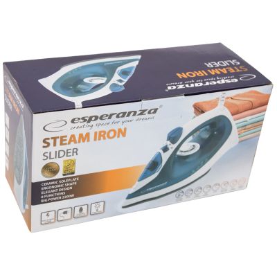 14. Żelazko parowe Esperanza Ceramic EHI002 (2200W; kolor niebieski)