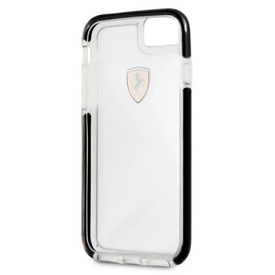 4. Etui Ferrari Shockproof na iPhone 7 / 8 / SE 2020 / SE 2022 - przezroczysto-czarne