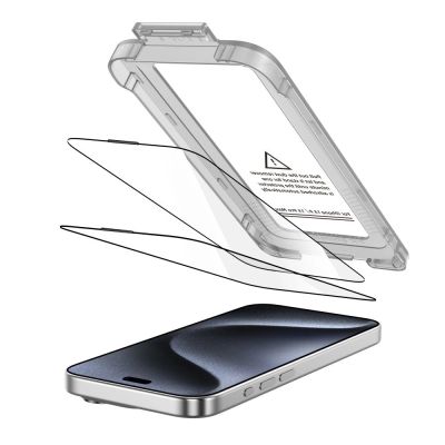 2. Szkło hartowane Tech-Protect Quick Set+ 2-pack na iPhone 15 Pro - czarne