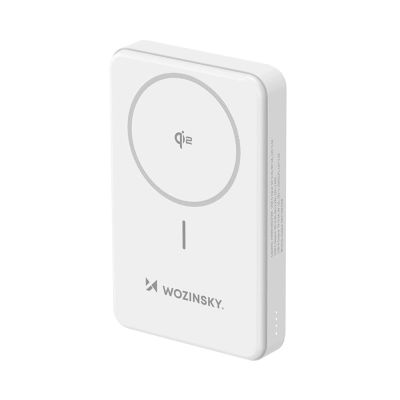 21. Powerbank Wozinsky WLWP-10KA0Y3WS 22,5W PD Qi2 10000 mAh, z podstawką, 1x USB-A, 1x USB-C - biały