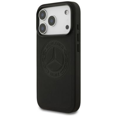 2. Etui Mercedes Leather Vintage Logo MagSafe na iPhone 17 Pro - czarne