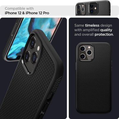 23. Etui Spigen Liquid Air na iPhone 12 / iPhone 12 Pro - czarny mat