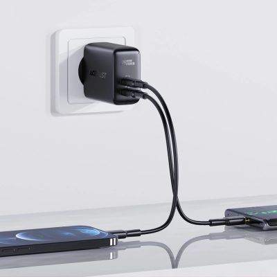 6. Acefast ładowarka sieciowa 2x USB Typ C 40W, PPS, PD, QC 3.0, AFC, FCP czarny (A9 black)