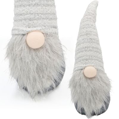 2. SKRZAT GNOM Z DŁUGĄ BIAŁĄ CZAPKĄ I ŚWIĘCĄCYM NOSEM 42CM