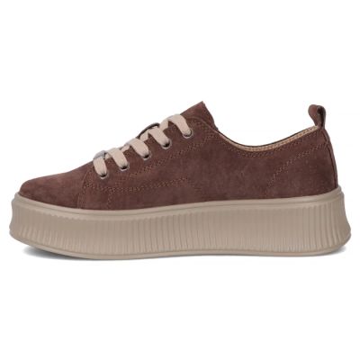 3. Skórzane sneakersy damskie na platformie brązowe Filippo DP7982