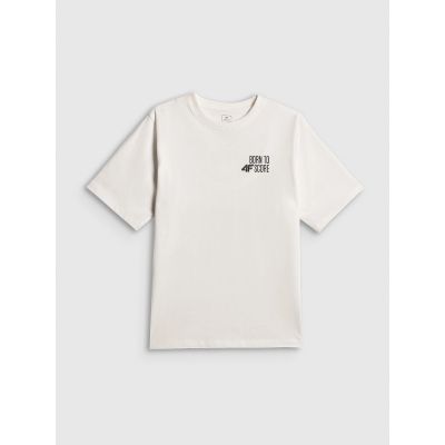 6. T-shirt loose z nadrukiem chłopięcy 4F 4FJRSS26TTSHM4277-10S