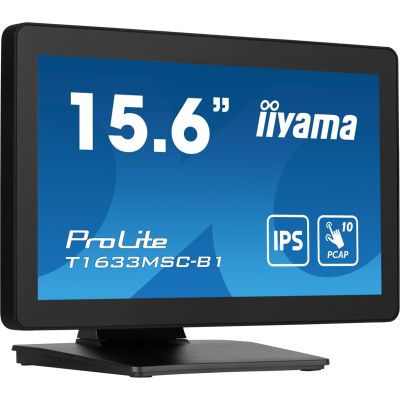21. Monitor IIYAMA T1633MSC-B1 15.6inch PCAP Full HD Bezel Free Front 10P Touch 385cd/m2 HDMI DP USB Interface HUB 2x2.0 Speakers