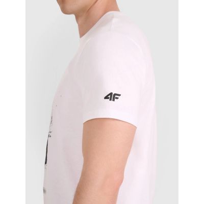 5. T-shirt regular z nadrukiem siatkarskim męski 4F 4FRAW25TTSHM3318-10S