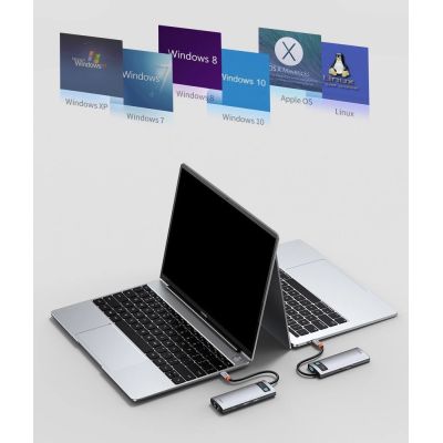 19. HUB Baseus Metal Gleam 6w1 USB-C - USB-C PD 100W 1x HDMI 4K 30Hz 3x USB-A 3.2 1x RJ45 - szary