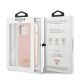 8. Etui Guess Silicone Script Gold Logo MagSafe na iPhone 13 Pro / iPhone 13 - jasnoróżowe