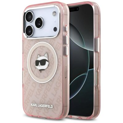 Etui Karl Lagerfeld IML Choupette Head Logo MagSafe na iPhone 17 Pro Max - różowe