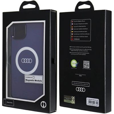 7. Etui Audi IML Big Logo MagSafe na iPhone 15 Plus / 14 Plus - niebieskie