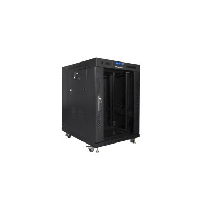 3. Szafa instalacyjna rack stojąca 19" 15U 600x800 czarna drzwi szklane LCD Lanberg (Flat Pack) V2