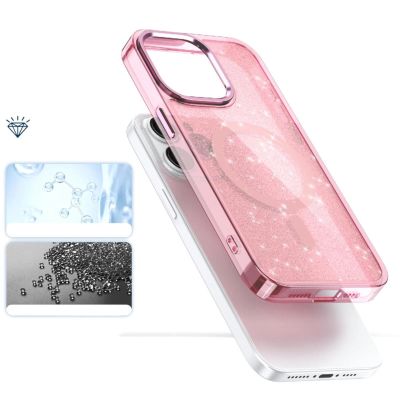 8. Etui Glitter Case MagSafe na iPhone 16 Pro Max - różowe z brokatem