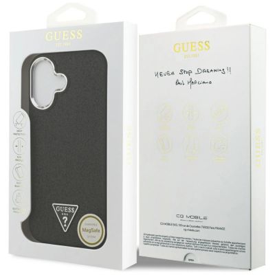 8. Etui Guess Glitter Triangle Logo MagSafe do iPhone 17 - czarne