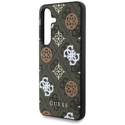 5. Etui Guess 4G Printed Colored Peony Pattern MagSafe do Samsung Galaxy S25 brązowy