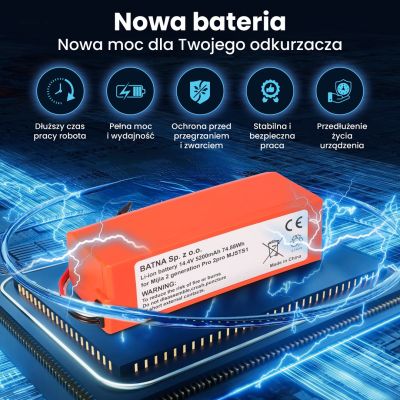 8. Extralink | Bateria, akumulator do odkurzacza | zamiennik dla Xiaomi Mop P/Mop Pro2 Pro 2Pro MJSTS1 14.4V 5200mAh [COPY]