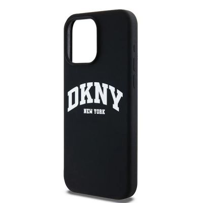 6. Etui DKNY Liquid Silicone White Printed Logo MagSafe na iPhone 13 Pro Max - czarne