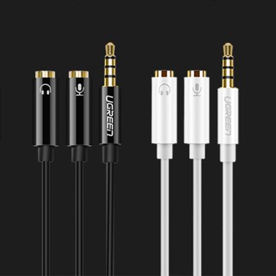 9. Ugreen kabel przewód rozdzielacz słuchawkowy mini jack 3,5 mm - 2 x mini jack 3,5mm (mikrofon + wyjście stereo) czarny (AV141)